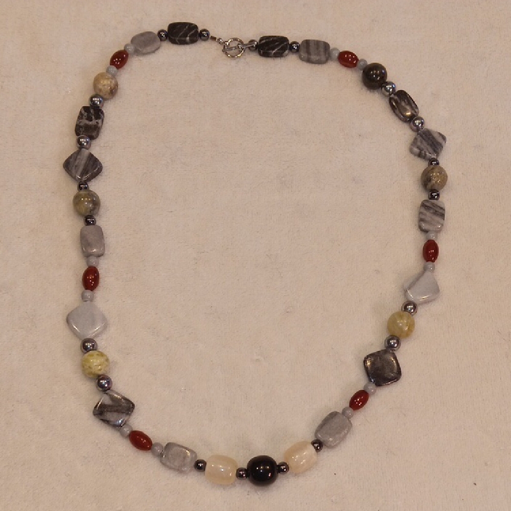 Artisan Handmade Beaded Necklace in Multiple Earthy Tones And Shapes - Picture 3 of 5
